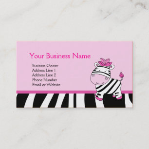Pink Zebra Customisable Business Card Template