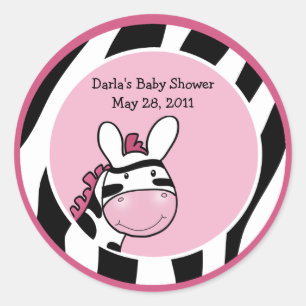 PINK ZEBRA DIVA Baby Shower 3-inch Sticker