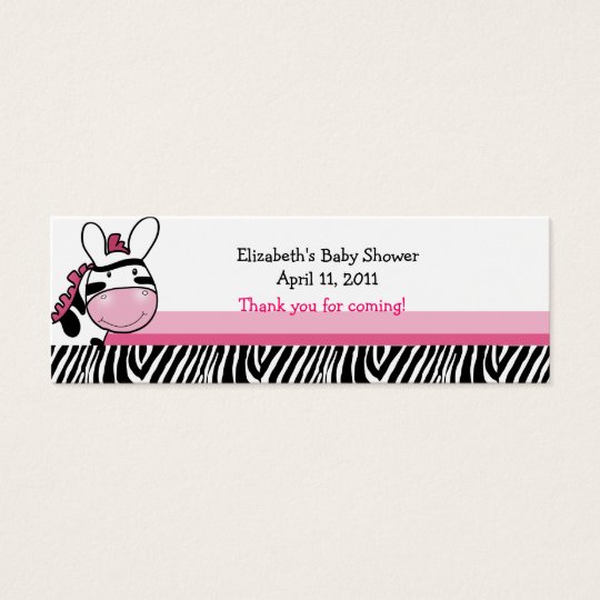 Pink Zebra Diva Stripe Shower / Birthday Favour Mini Business Card
