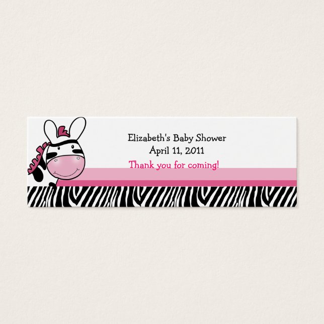 Pink Zebra Diva Stripe Shower / Birthday Favour Ta (Front)