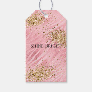 Pink Zebra Gold Glitzy Glitter  Gift Tags