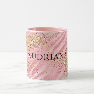 Pink Zebra Gold Glitzy Glitter  Mug