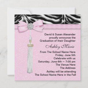 Pink Zebra Graduation Announcements
