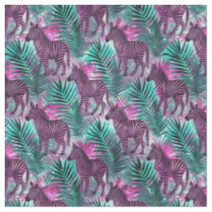 Pink Zebra Jungle Tropical Pattern Fabric