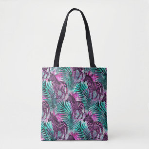 Pink Zebra Jungle Tropical Pattern Tote Bag