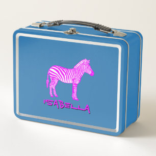 Pink Zebra Kids  Metal Lunch Box