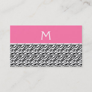 Pink Zebra Pattern Monogram Business Card