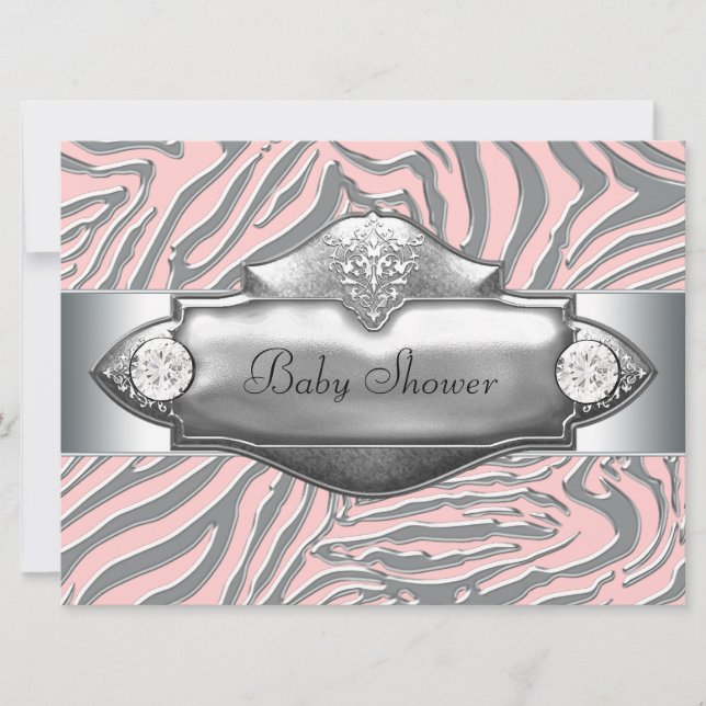 Pink Zebra Pink Zebra Baby Girl Shower Invitation (Front)