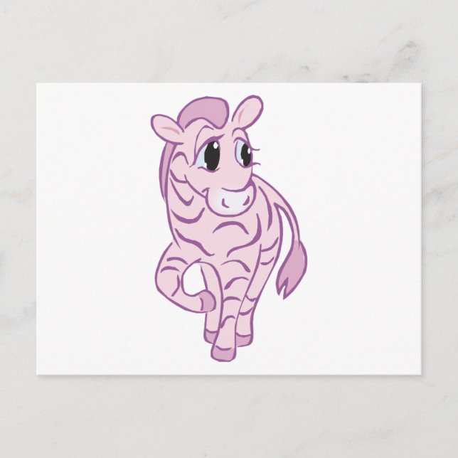 Pink Zebra Postcard (Front)