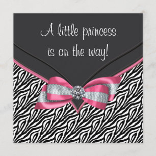 Pink Zebra Princess Baby Shower Invitation