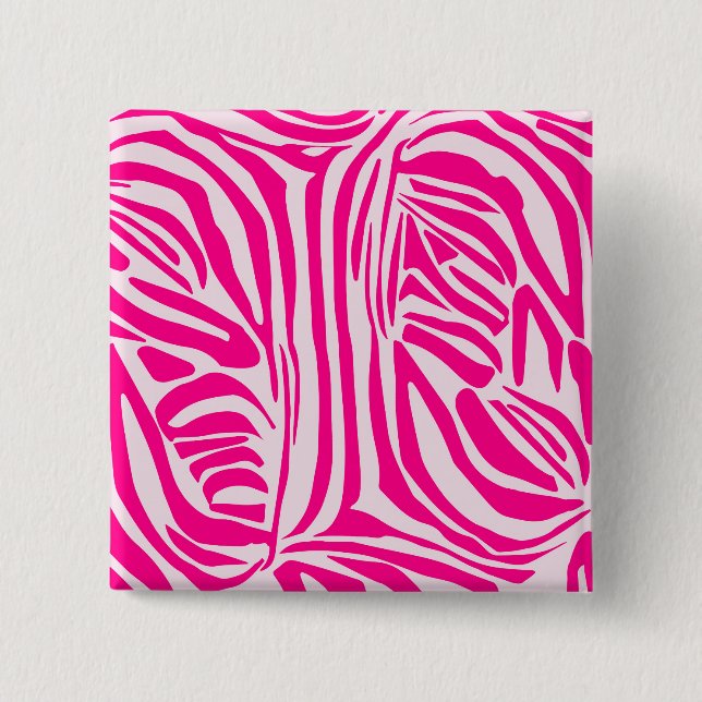 Pink zebra print 15 cm square badge (Front)