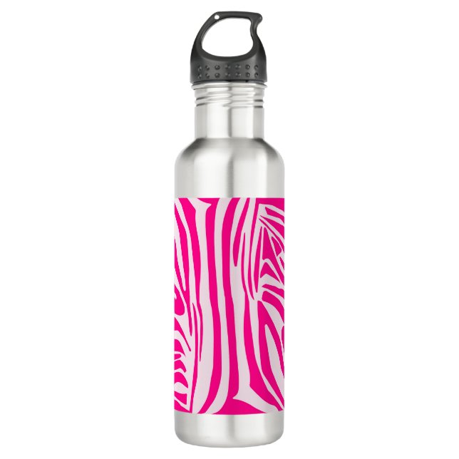 Pink zebra print 710 ml water bottle (Front)