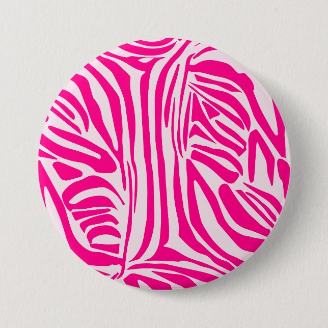 Pink zebra print 7.5 cm round badge (Front)