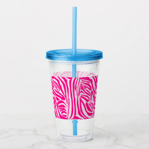 Pink zebra print acrylic tumbler