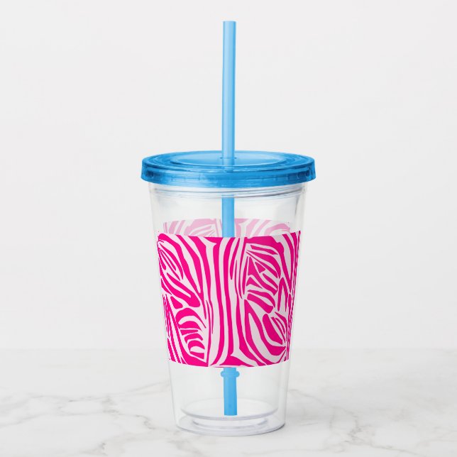 Pink zebra print acrylic tumbler (Front)