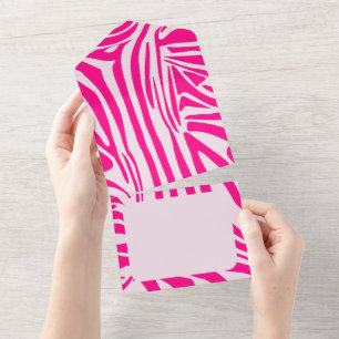 Pink zebra print all in one invitation