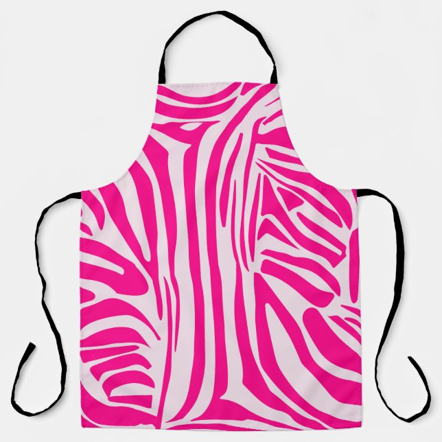 Pink zebra print apron (Front)