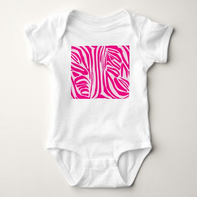 Pink zebra print baby bodysuit (Front)