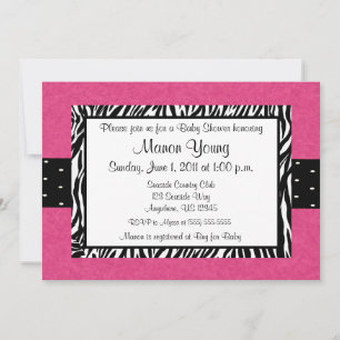 Pink Zebra Print Baby or Bridal Shower Invitation