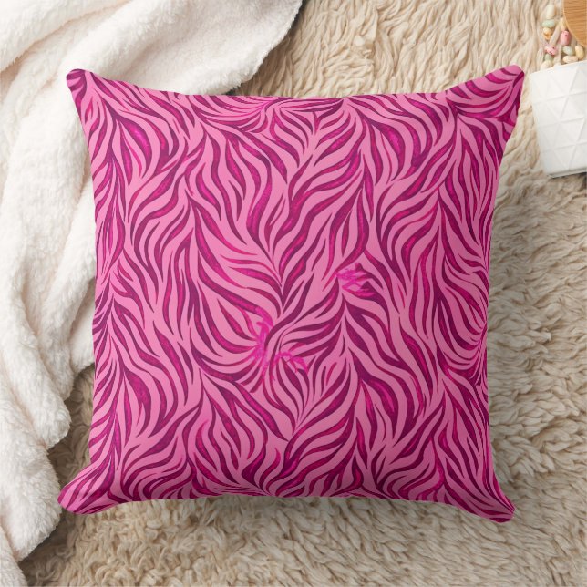 Pink Zebra Print Barbiecore Y2K Animal Pattern Cushion (Blanket)