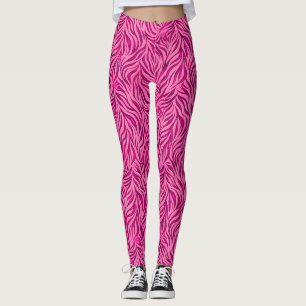 Pink Zebra Print Barbiecore Y2K Animal Pattern Leggings