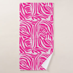 Pink zebra print bath towel