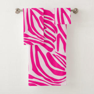 Pink zebra print bath towel set