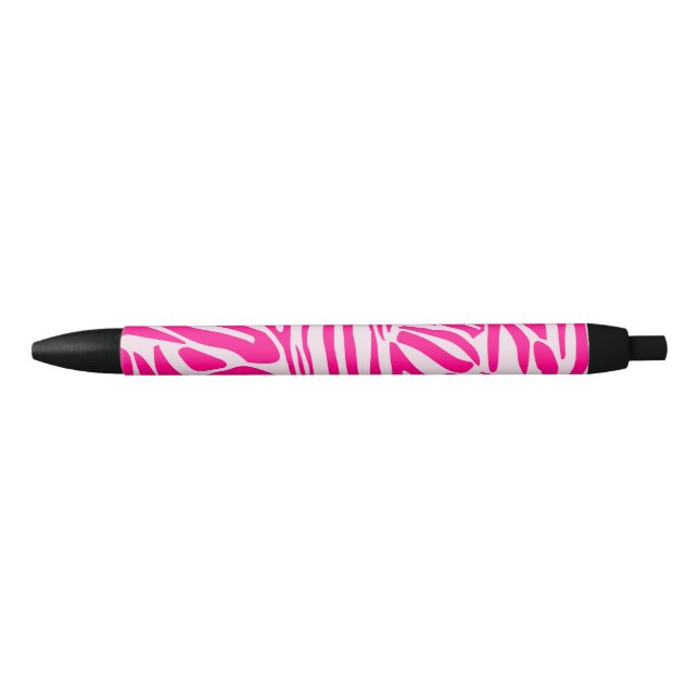 Pink zebra print black ink pen (Front)