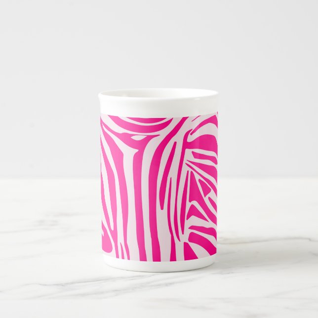 Pink zebra print bone china mug (Front)