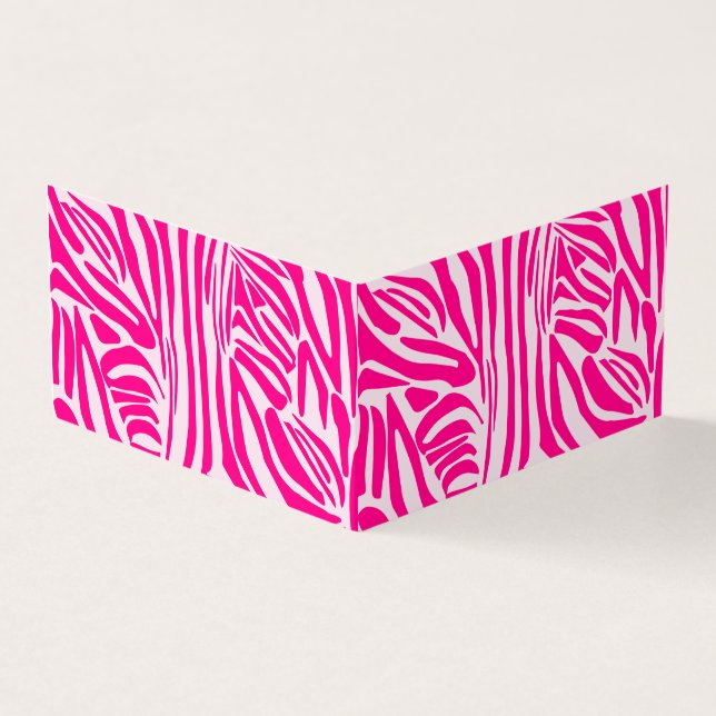 Pink zebra print business card (Outside)