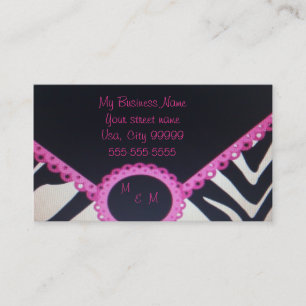 Pink zebra print business card