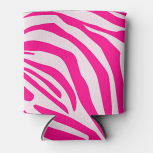 Pink zebra print can cooler