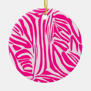 Pink zebra print ceramic tree decoration