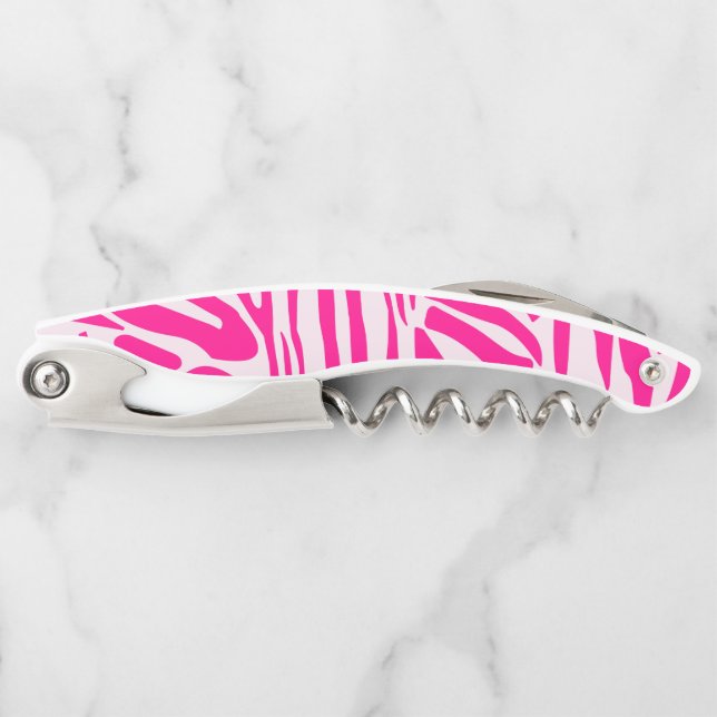 Pink zebra print corkscrew (Front)