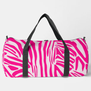 Pink zebra print duffle bag