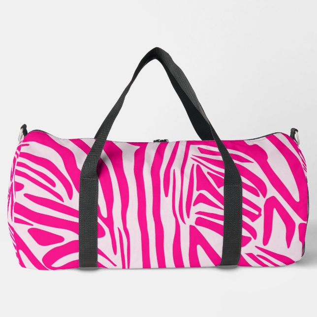 Pink zebra print duffle bag (Front)