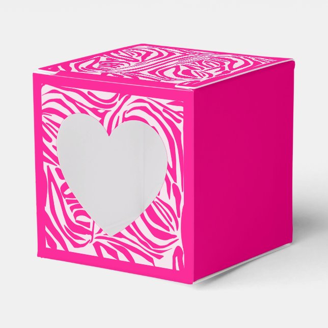 Pink zebra print favour box (Front Side)