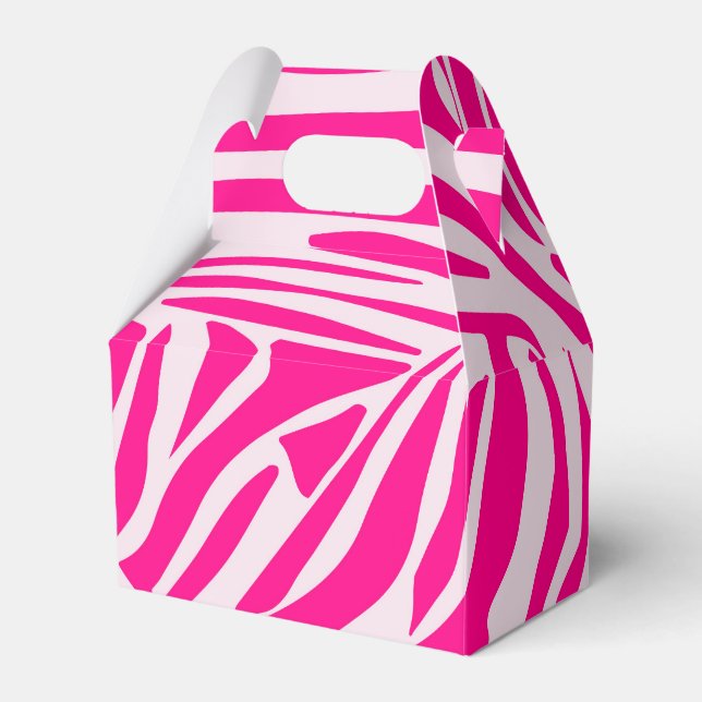 Pink zebra print favour box (Front Side)