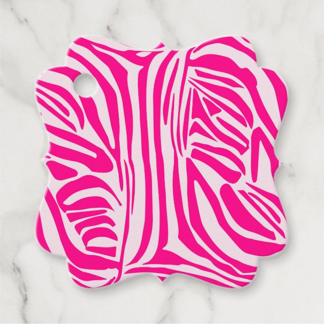 Pink zebra print favour tags (Front)
