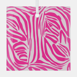 Pink zebra print glass tree decoration