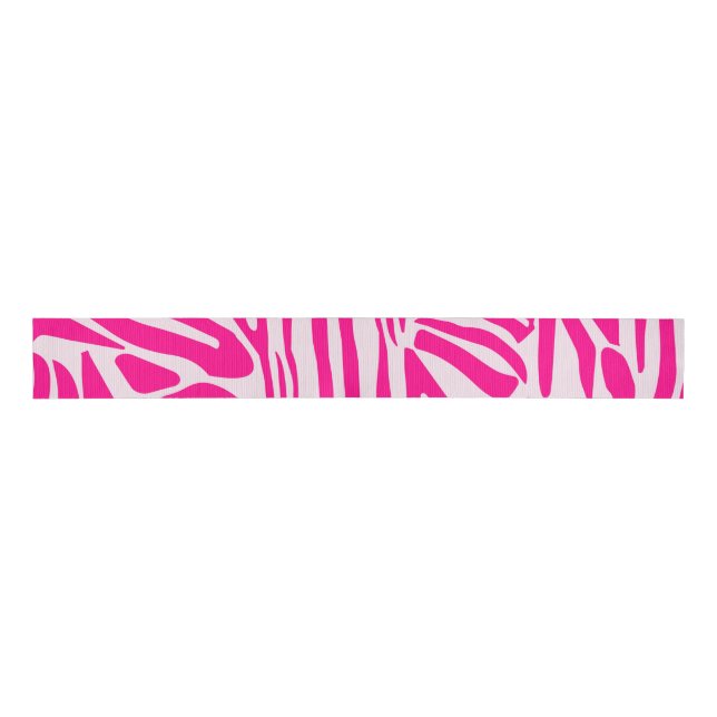 Pink zebra print grosgrain ribbon (Front)