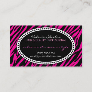 Pink Zebra Print Hair & Beauty Appointment Card