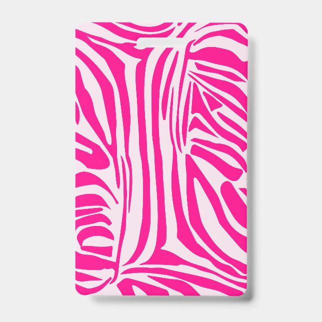Pink zebra print ID badge (Front)