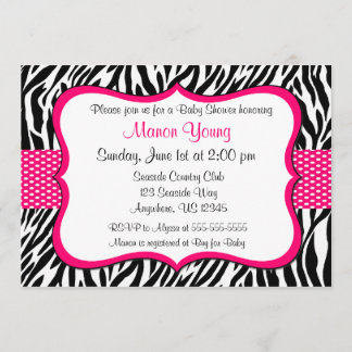 Pink Zebra Print Invitaiton Invitation