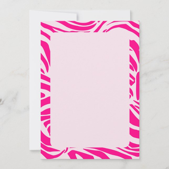 Pink zebra print invitation (Front)