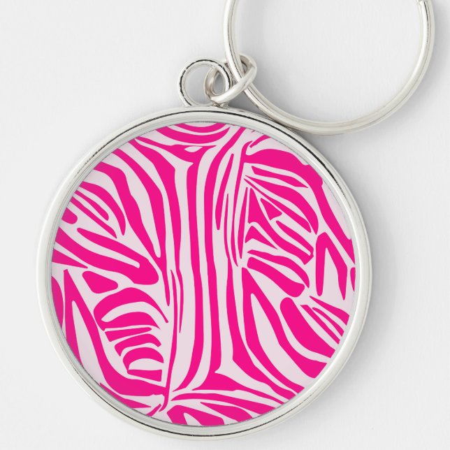 Pink zebra print key ring (Front)