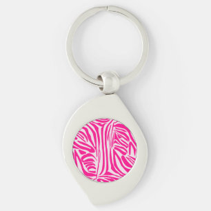 Pink zebra print key ring