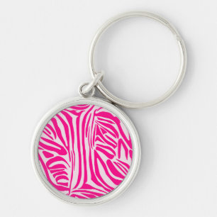 Pink zebra print key ring