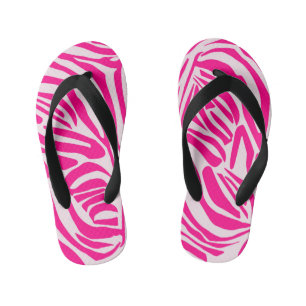 Pink zebra print kid's flip flops
