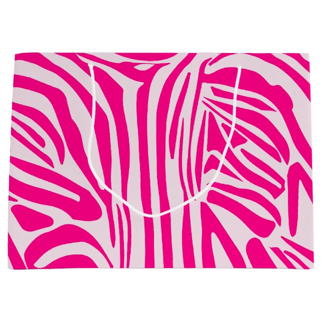 Pink zebra print large gift bag (Front)
